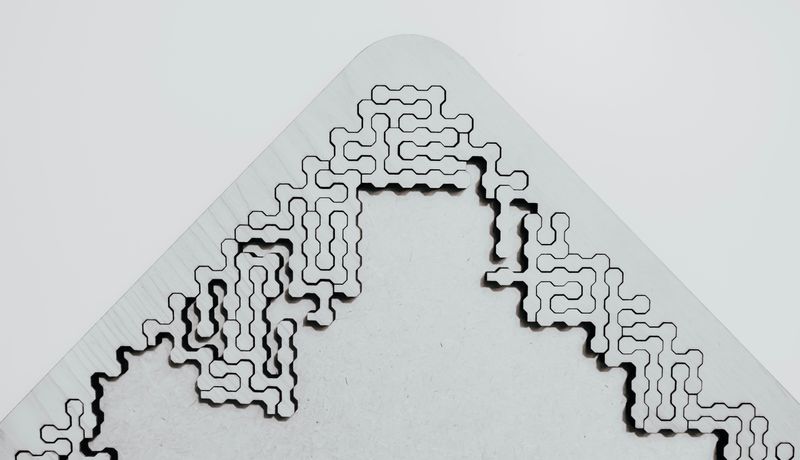 Drawing of the corners of a puzzle with some pieces missing