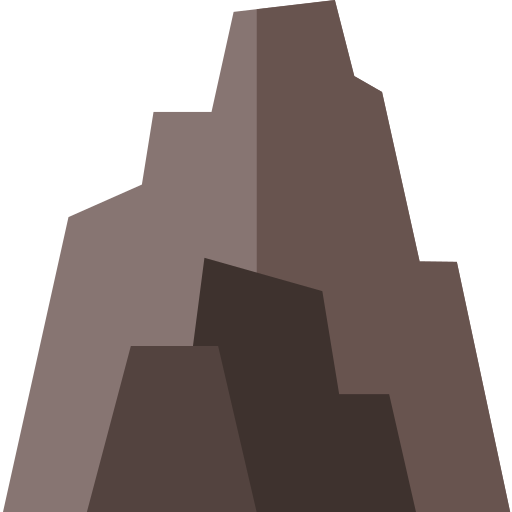 Icon of a rocky gray-brown mountain.