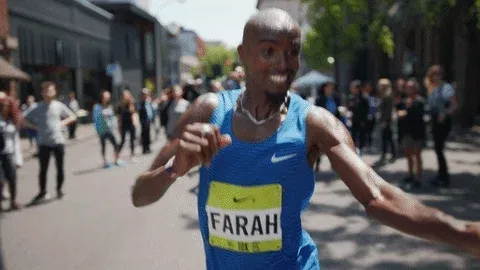 Mo Farah practising his first marathon training.
