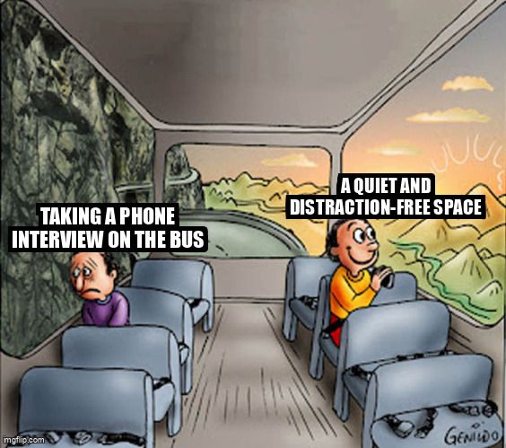 Two people on the bus. A sad person: