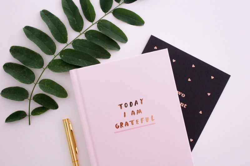 notebook front page with text, today I am grateful