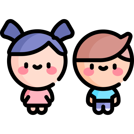 Icon of two children, a boy and a girl, standing side by side.