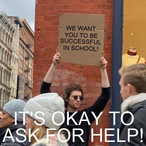 Man holding up a sign that reads We want you to be successful in school!