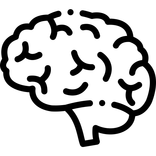 Black and white drawing of a brain