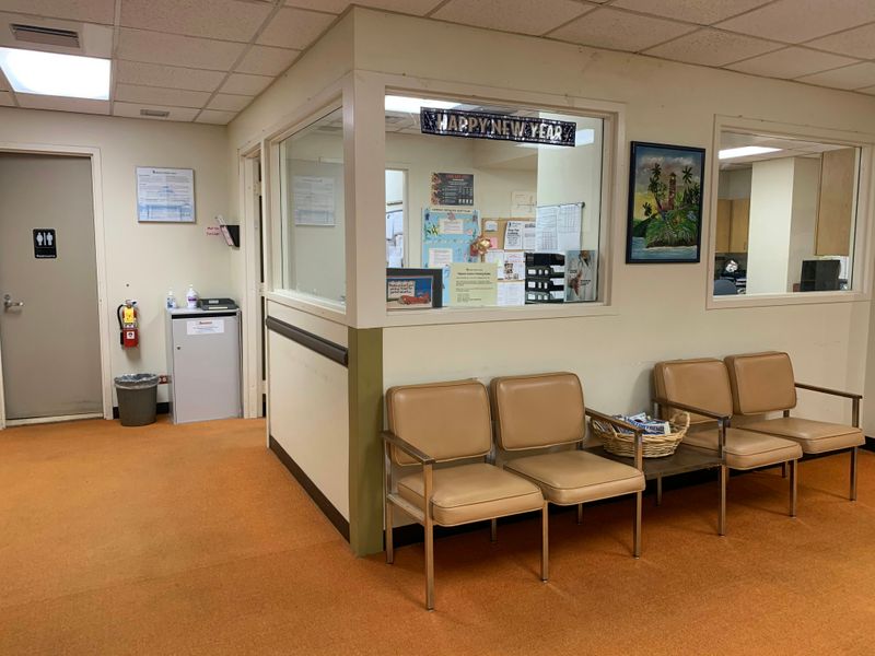 A waiting room at a hospital.