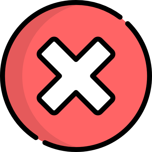 white 'X' on a red circle