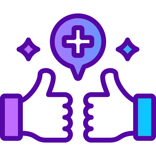 Two thumbs up icons with a plus sign