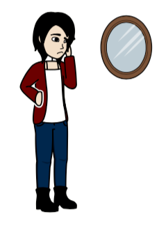 A person looking in the mirror