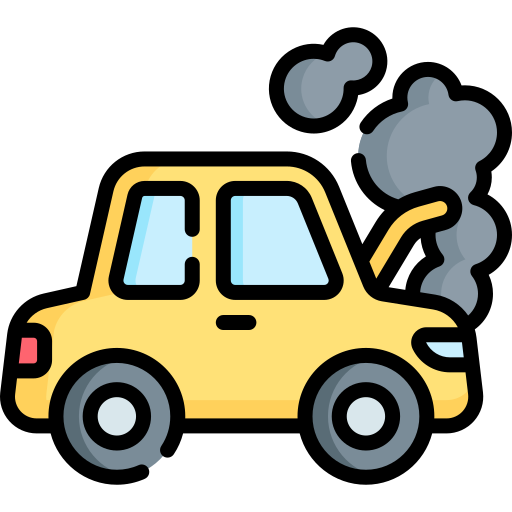 Icon of a broken car with a smoking engine