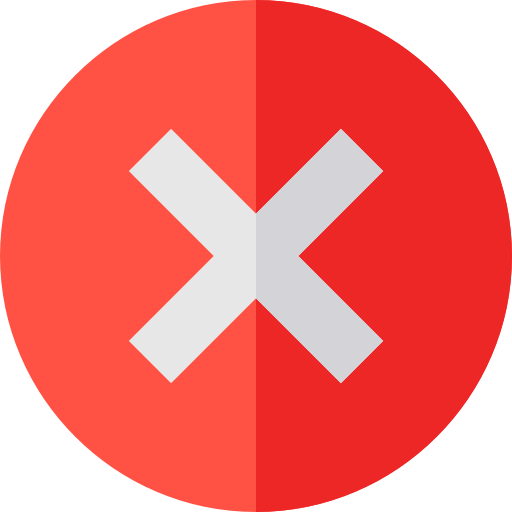 Flaticon White 'X' in Red Circle Icon