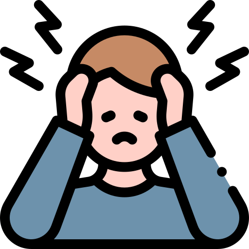 Icon of man with hands to head looking stressed