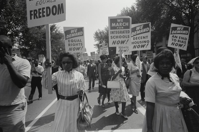 People marching in a civil rights protest in the 1960s.