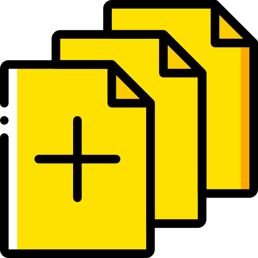 Three overlapping yellow document icons