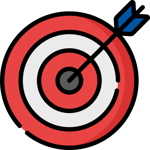 An icon of a target with an arrow hitting the center.