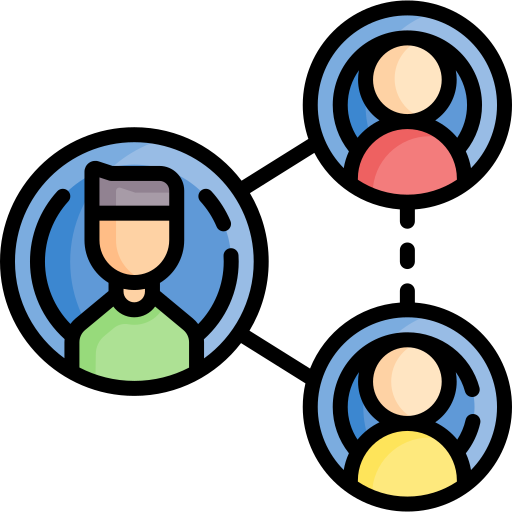 Icon showing 3 connected individuals