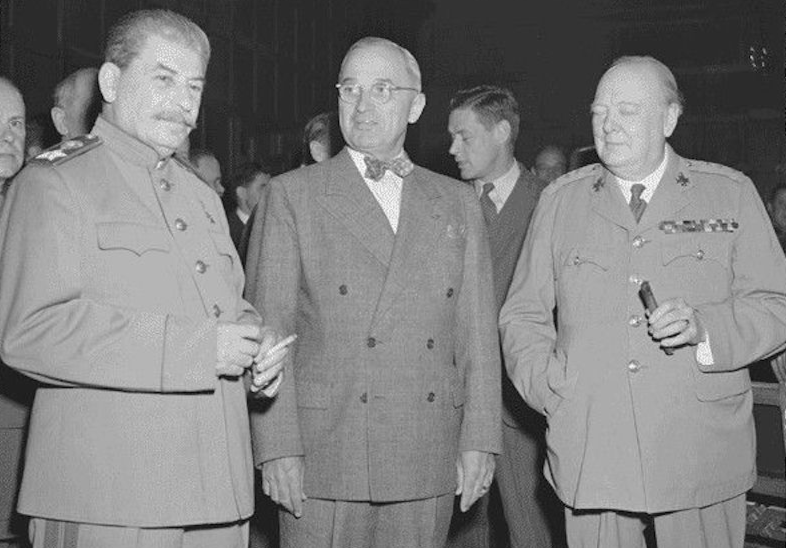 Staling, Truman, and Churchill meet during WWII.