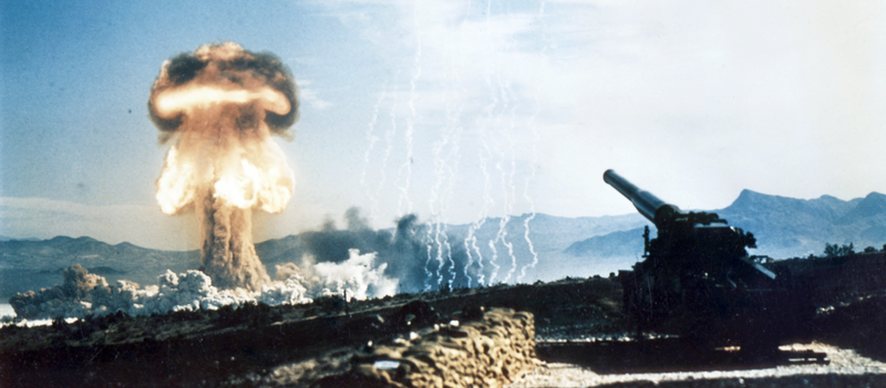 A mushroom cloud after a nuclear test.