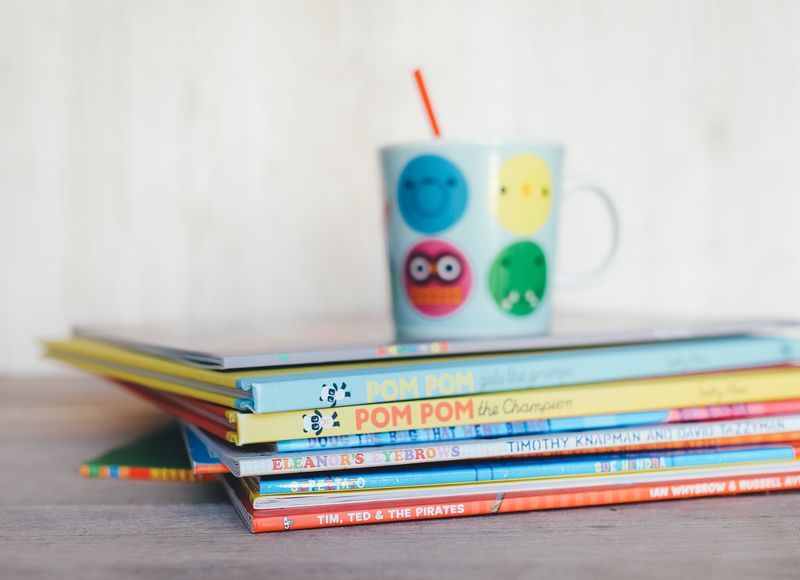 Colorful stack of children's picture books