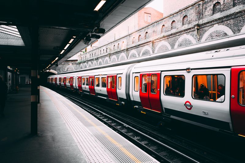 subway train at a stop