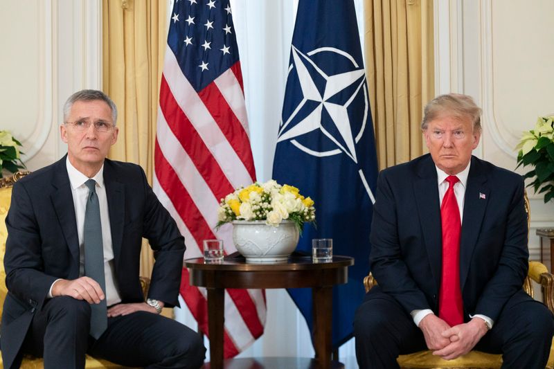 NATO Secretary General Jens Stoltenberg at a press conference with President Donald Trump.