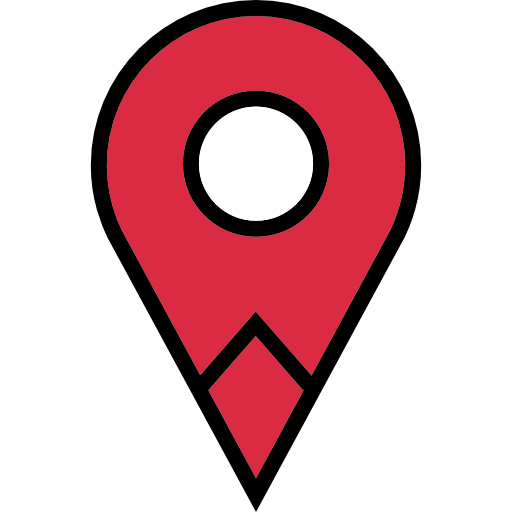 An icon of a red map pin