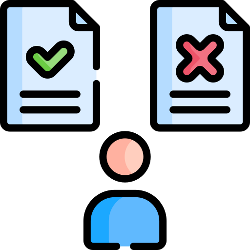 Flaticon Icon- person in front of a yes and no checkbox.