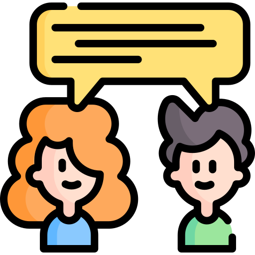 Two people talking