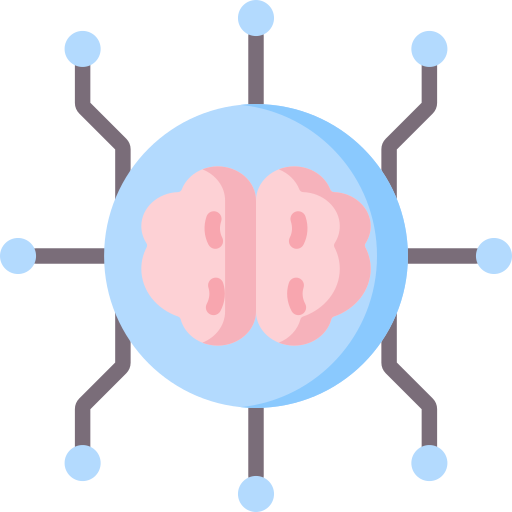 A brain icon with multiple connections