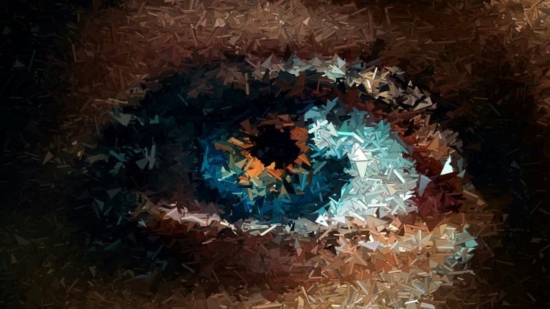 An impressionistic oil painting of a person's eye.
