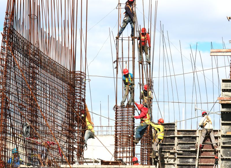 A team of construction workers on a building site