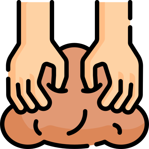 A pair of hands squishing clay.