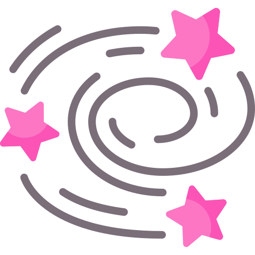 An icon showing a spiral with pink stars to represent chaos.