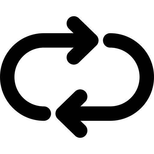 Black and white arrows moving in a loop configuration