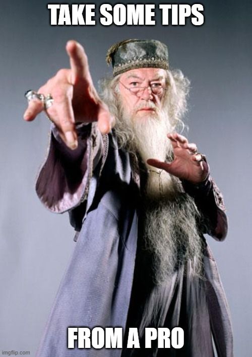 Professor Albus Dumbledore from Harry Potter. The text reads: 