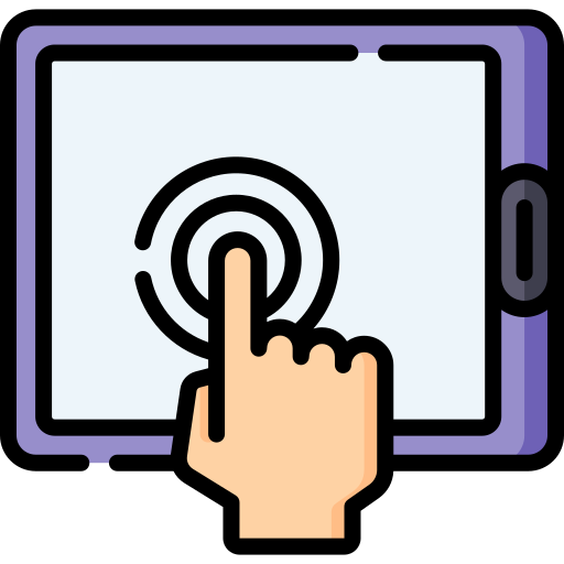Icon of a hand interacting with a tablet