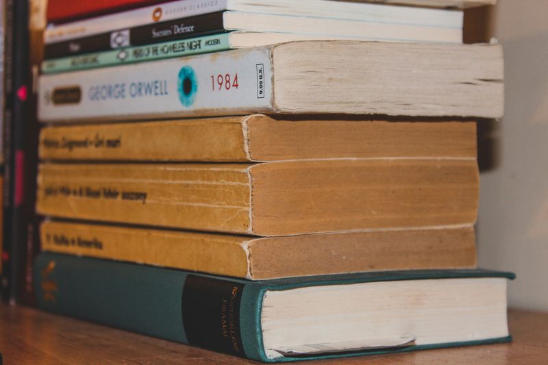A stack of used books.