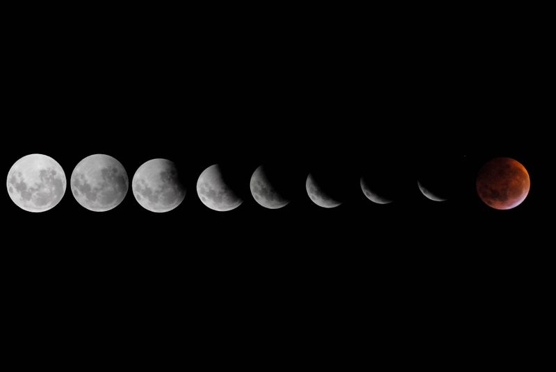 The moon's phases.