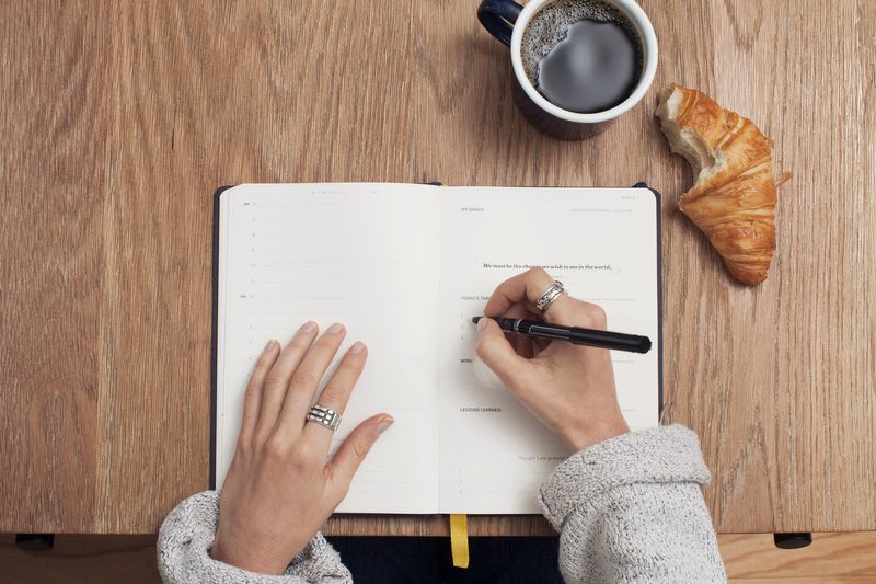 PIcture: Person writing on their daily planner