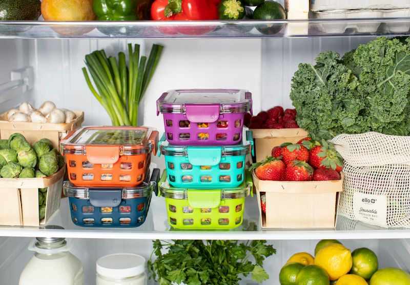 A fridge full of food.