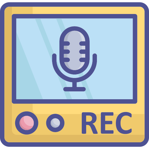 Icon with a microphone symbol on a screen and "REC" underneath