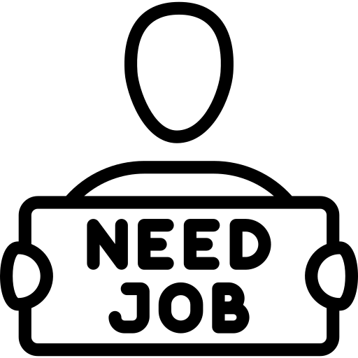 Outline of a person's upper body holding a sign that reads 