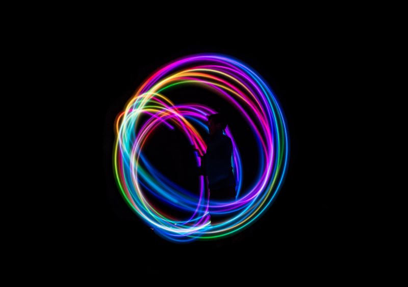 A sphere made from neon lines.