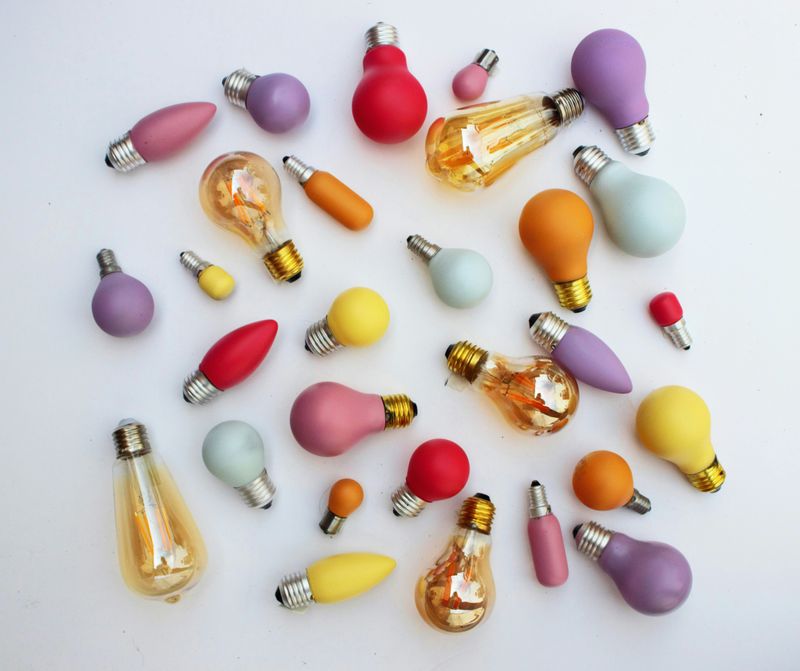 A set of lightbulbs with different colors.
