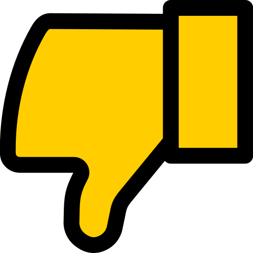 A yellow thumbs down icon