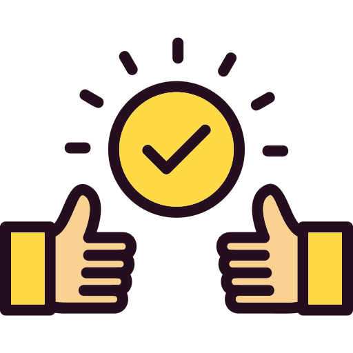 Two hands giving thumbs up with a check mark in the middle.