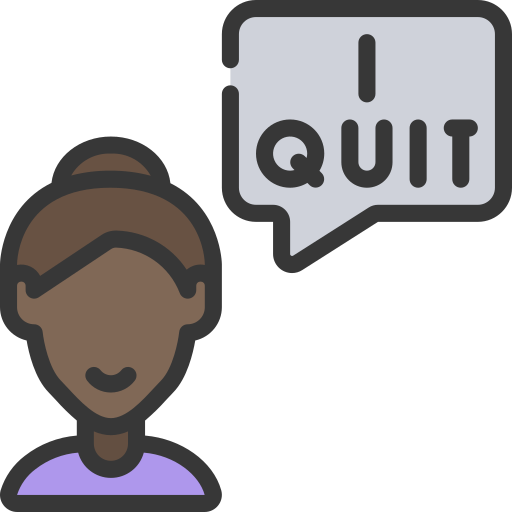 A lady saying 'I quit'