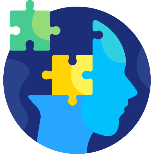 Puzzle in brain icon