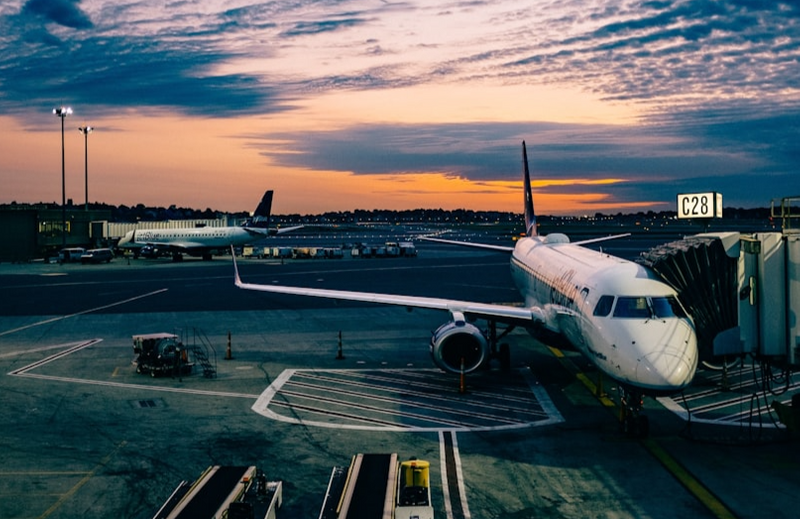 An airplane on a tarmac.