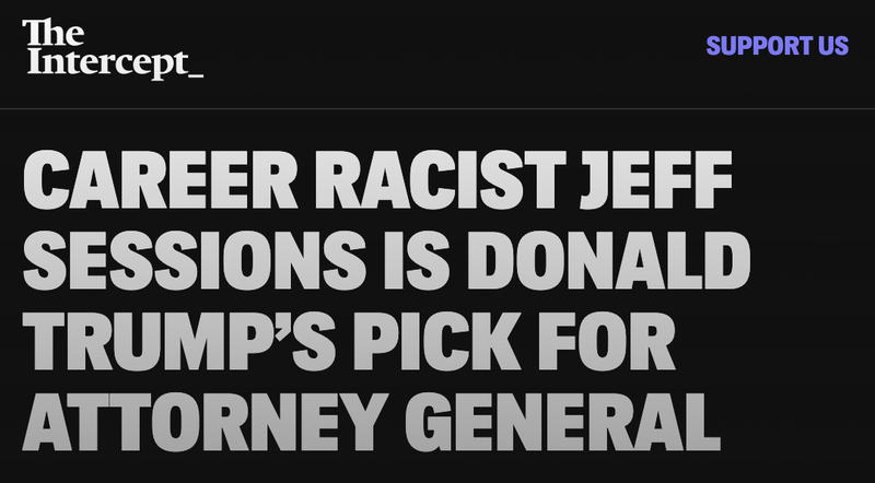 Screenshot of The Intercept headline, 