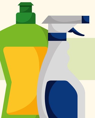 Two bottles of cleaning supplies